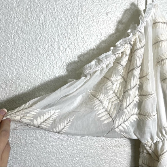 Lovers + Friends Malia Romper White with Silver Embroidery Size XS Romantic - Picture 5 of 13